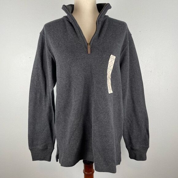 NWT St John’s Bay Gray Quarter-Zip Pullover Size S - Picture 1 of 7